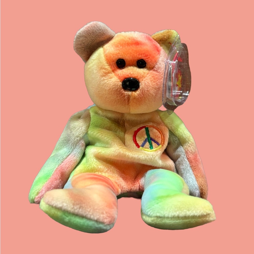 Ty Beanie Baby Peace Bear #113 Tye Dyed Teddy MWMT